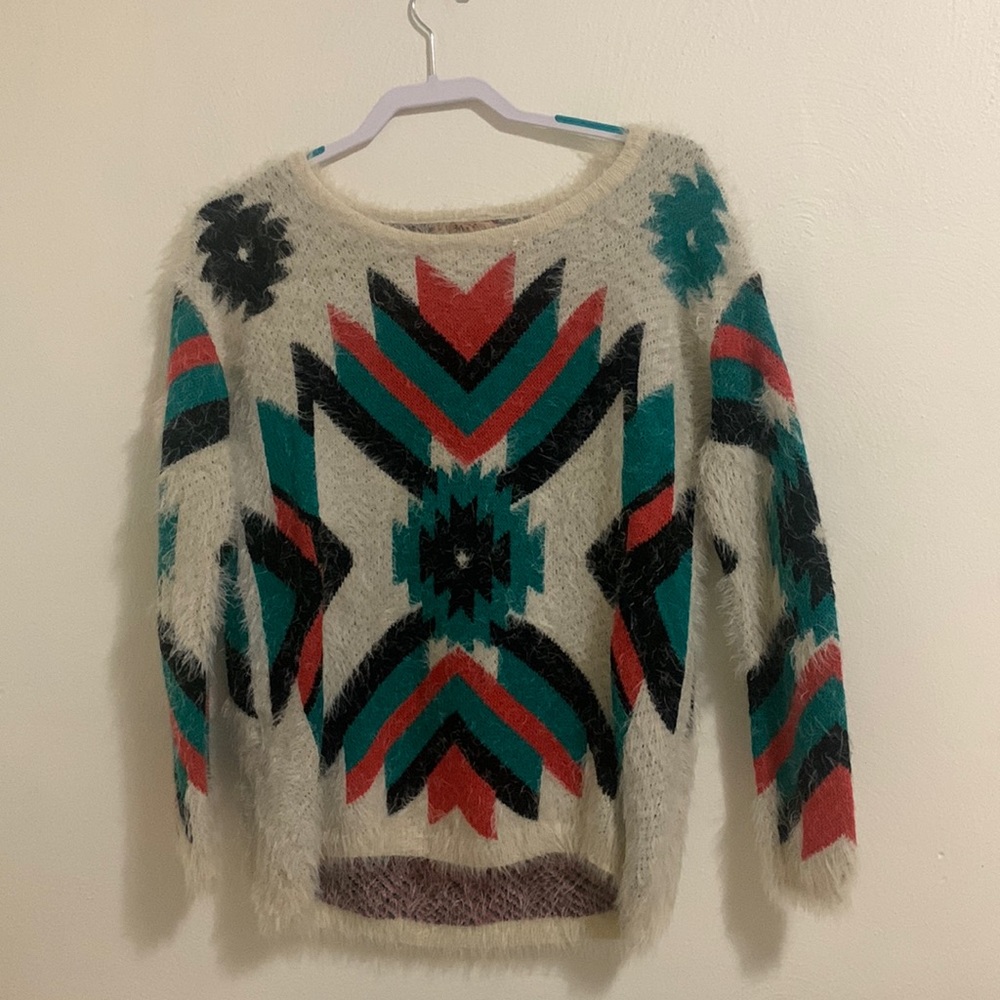 Abstract Style Fuzzy Sweater